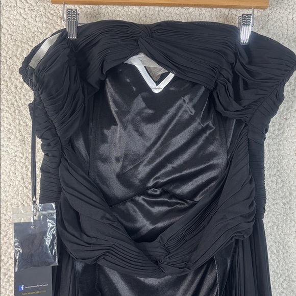 NWT Terani Couture Womens Black Beaded Neckline Strapless High Low Gown Size 18 - Picture 12 of 16